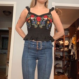 Floral Flared Tank Top